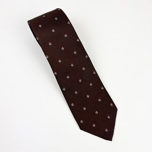 Vintage Christian Dior Silk Tie Brown Red White Blue 54.5”